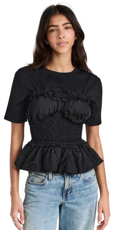 Sea Diana Taffeta Short Sleeve Top Black