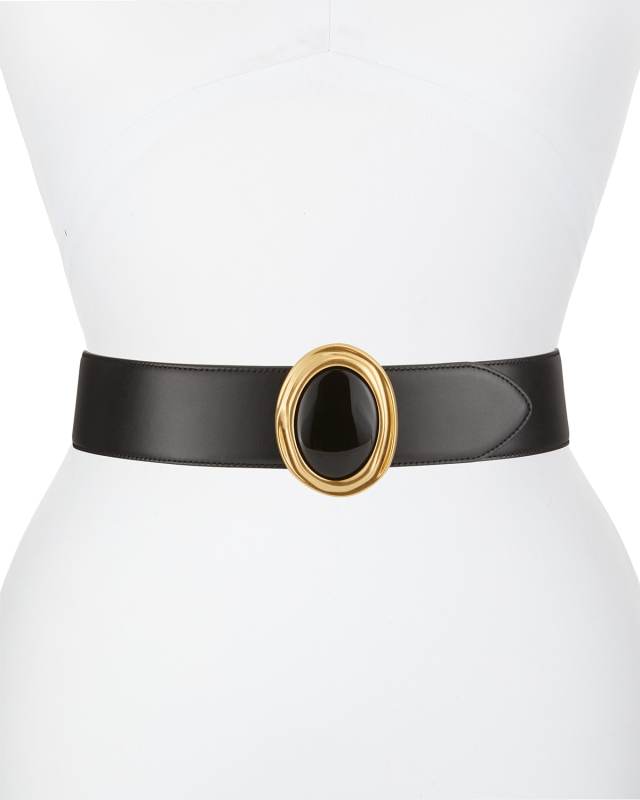 Cabachon Buckle Leather Belt
