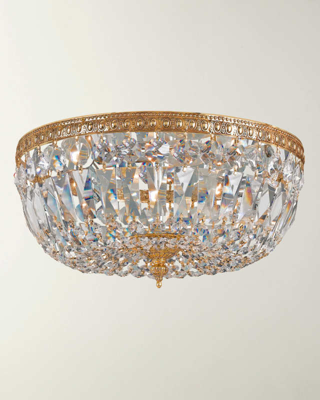 3-Light Clear Hand-Cut Brass Ceiling Mount II