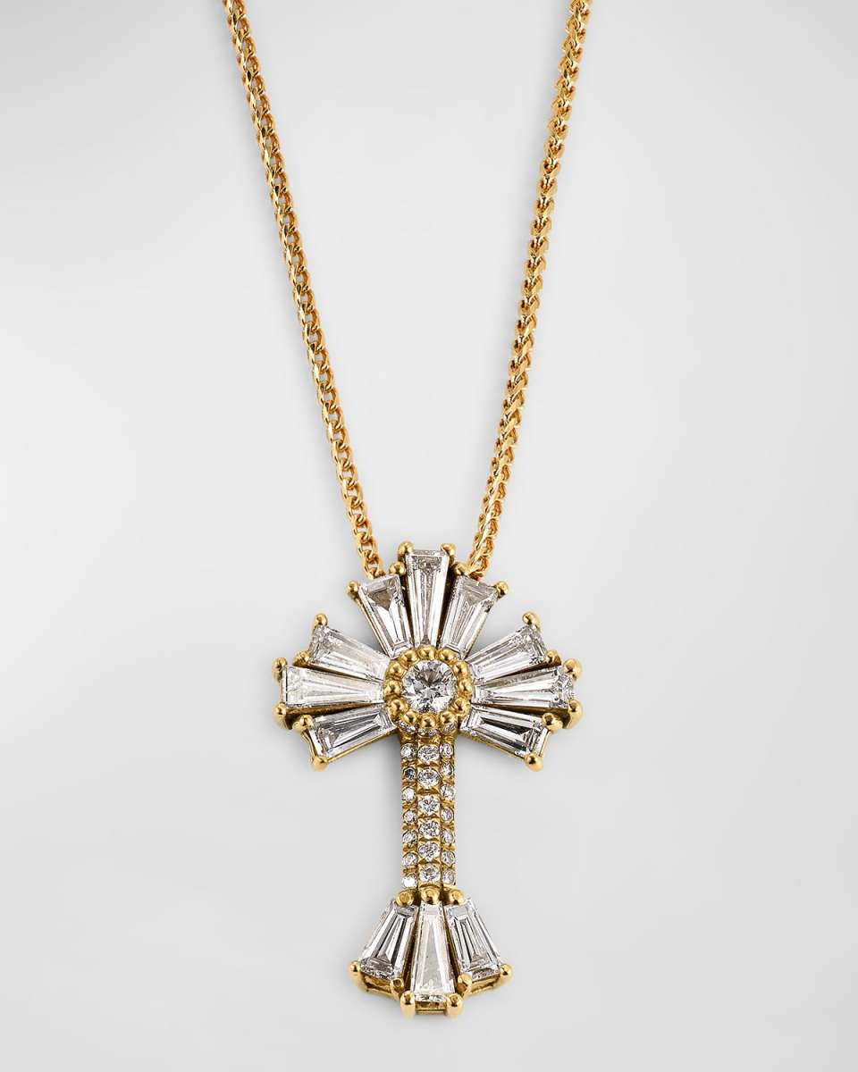 18K Yellow Gold Hexagon Emerald Chain Necklace