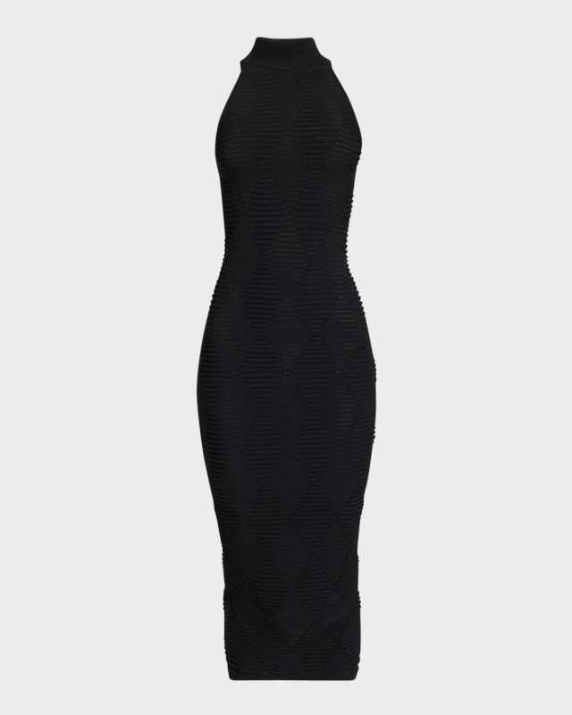 Diamond Textured Knit Midi Dress