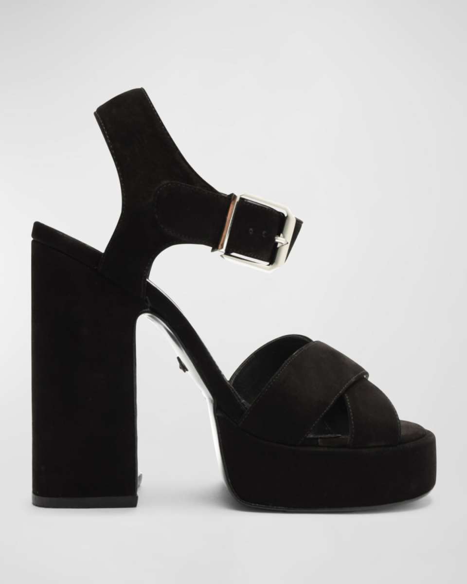 Penelope Suede Ankle-Strap Platform Sandals