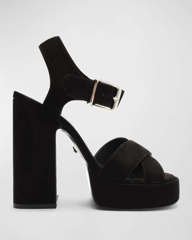 Penelope Suede Ankle-Strap Platform Sandals