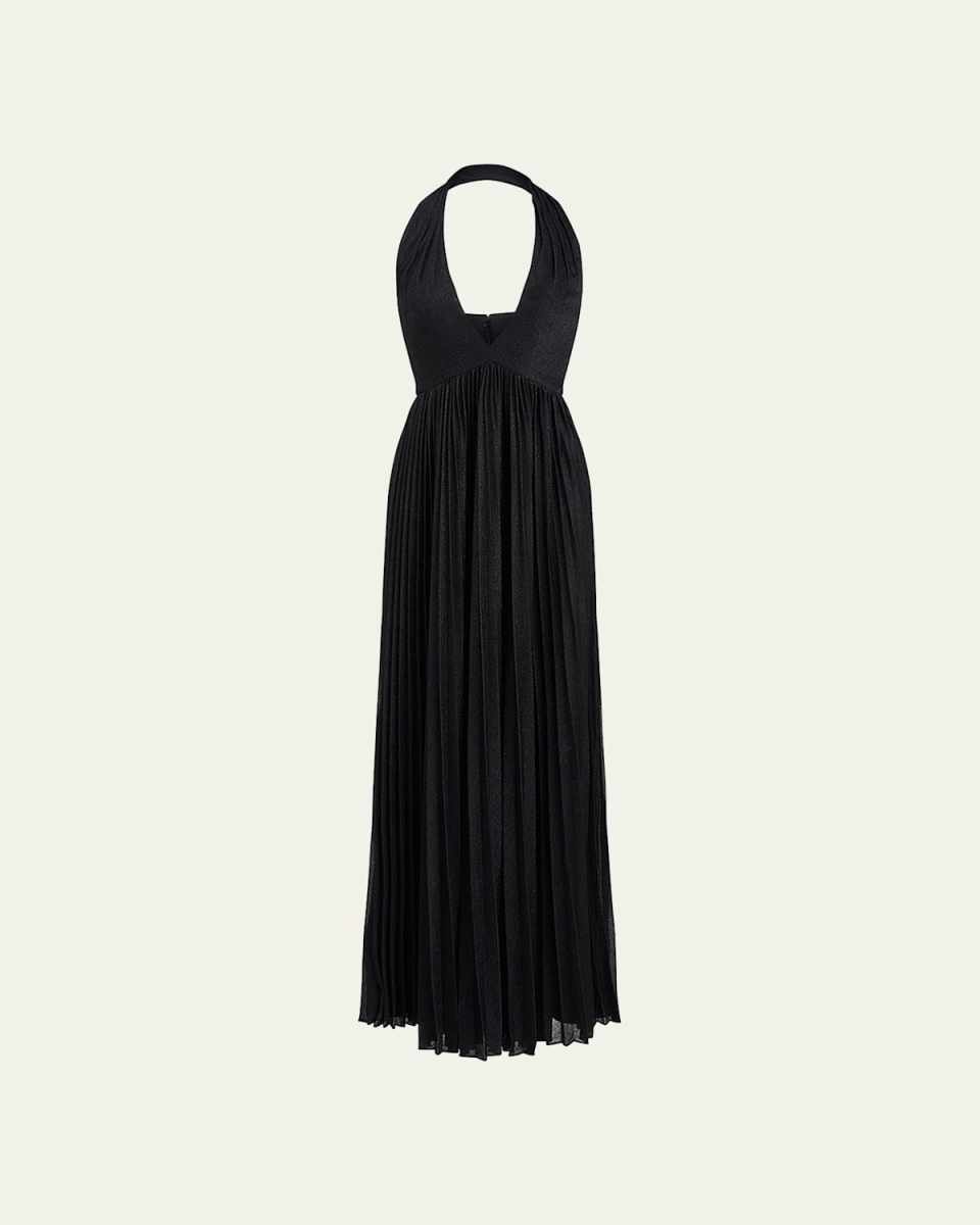 Tiffany Pleated Shimmer Halter Gown