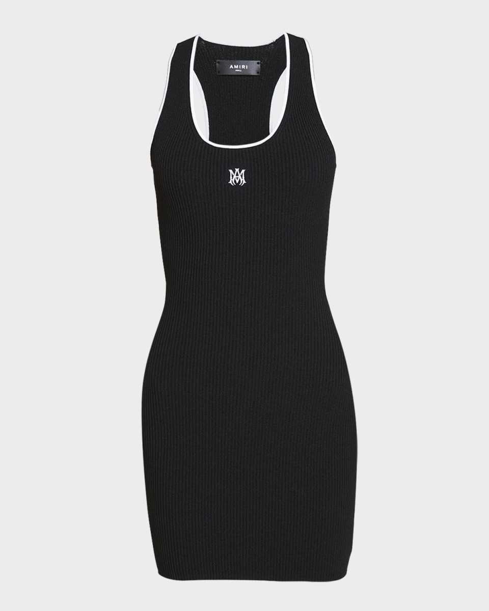 MA Embroidered Ribbed Racerback Mini Dress
