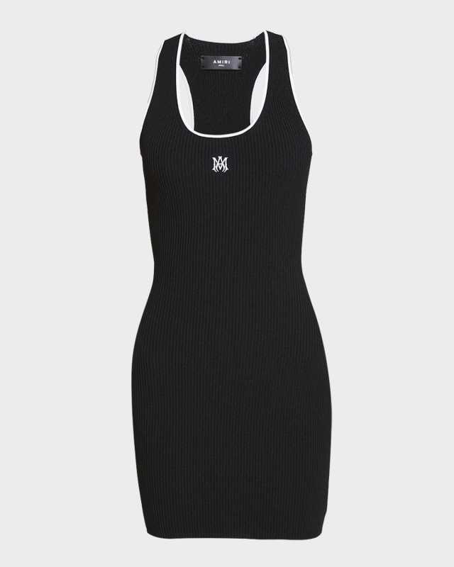 MA Embroidered Ribbed Racerback Mini Dress