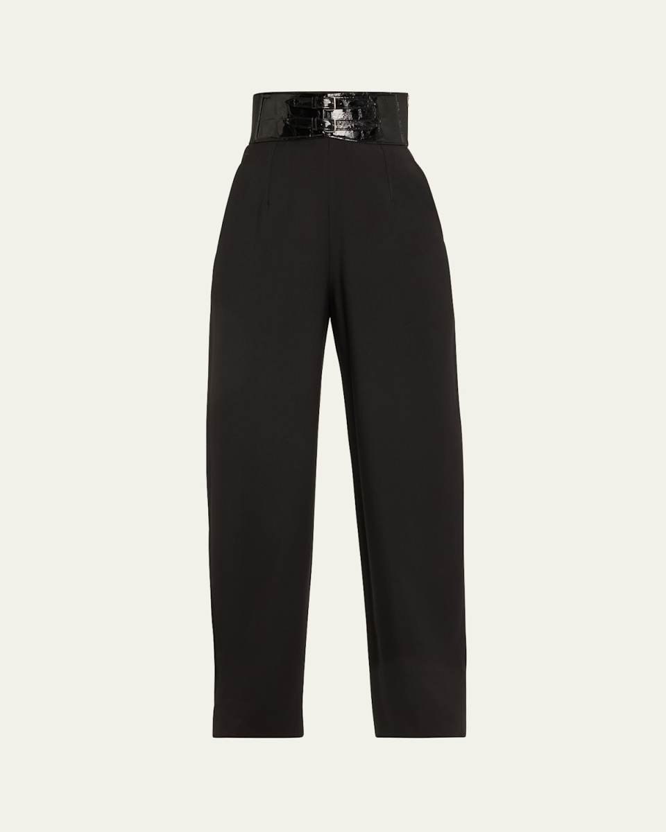 High-Rise Belted Trousers