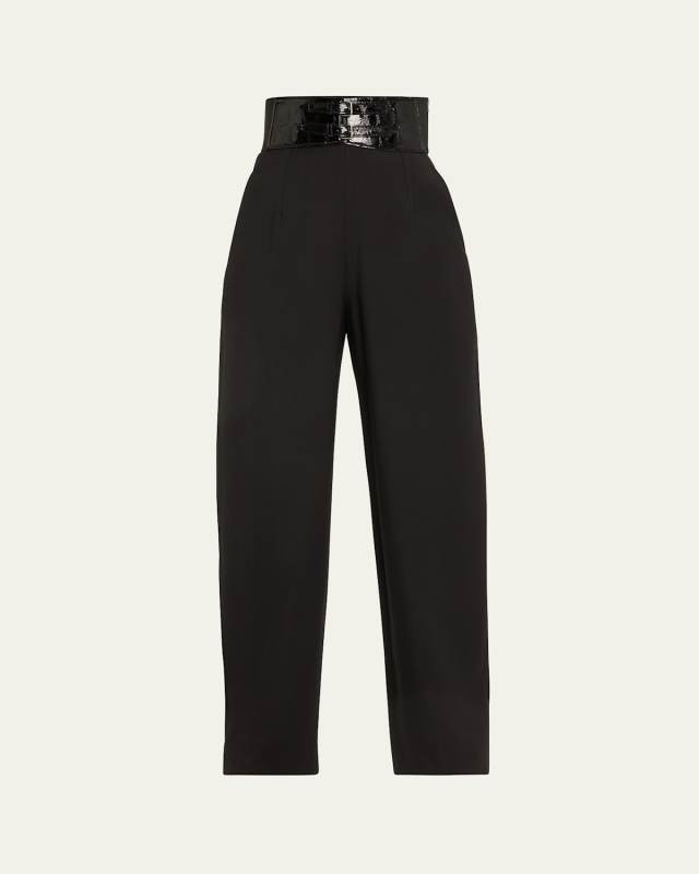 High-Rise Belted Trousers