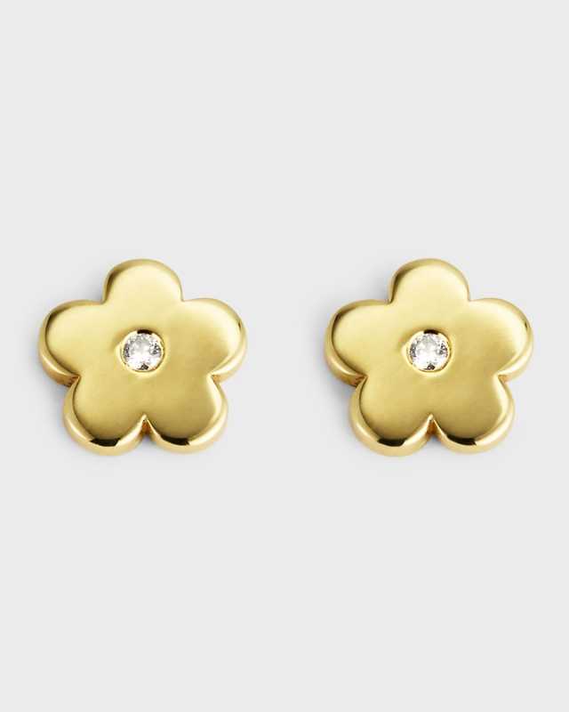 18K Yellow Gold Mini Daisy Stud Earrings
