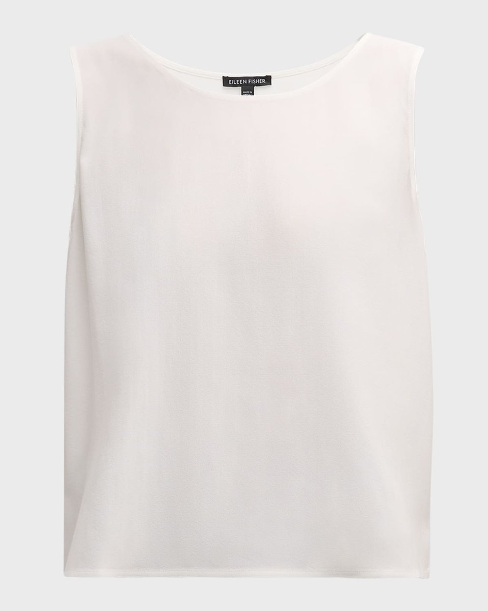 Scoop-Neck Georgette Crepe Shell