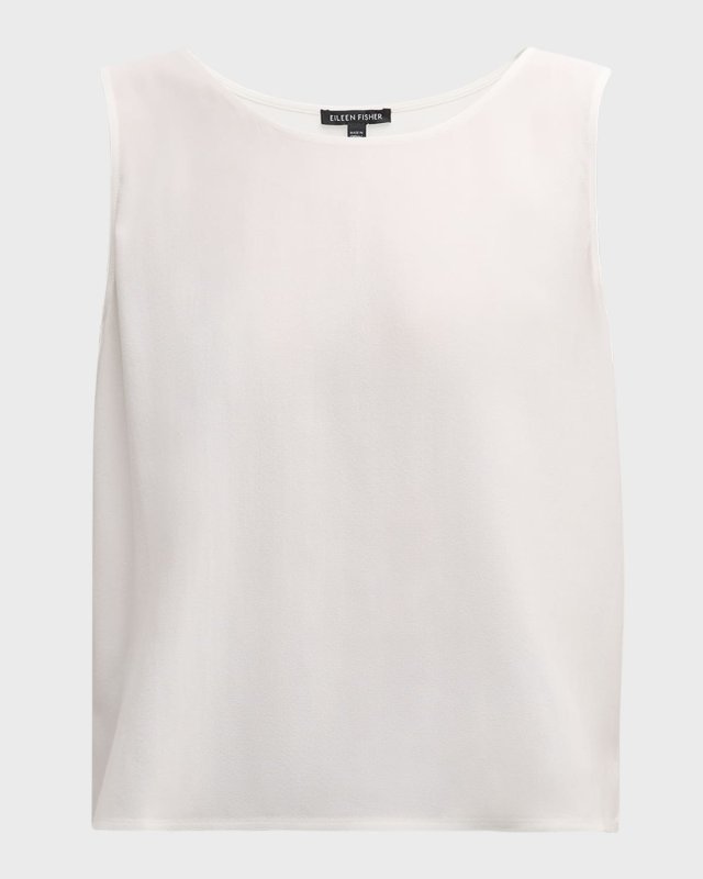 Scoop-Neck Georgette Crepe Shell