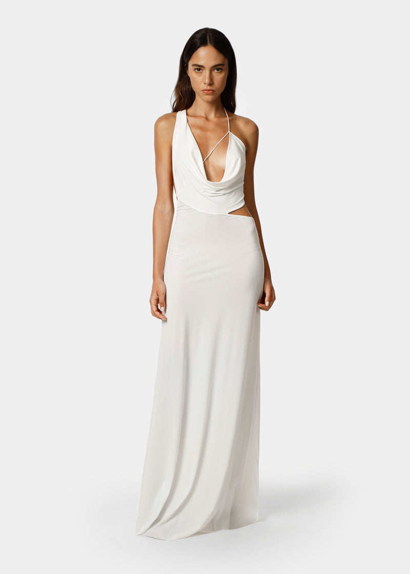 AMAZUÌN ISELIN. Asymmetrical plunge neck maxi dress