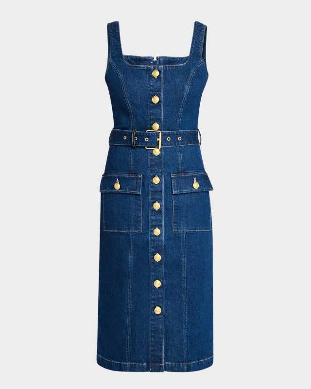 Idy Button-Front Denim Tank Dress