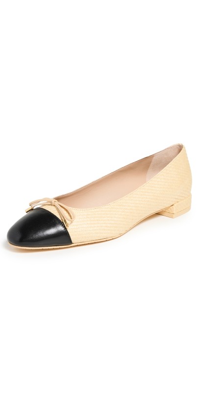 Stuart Weitzman Sleek Bow Flats Wheat/Black