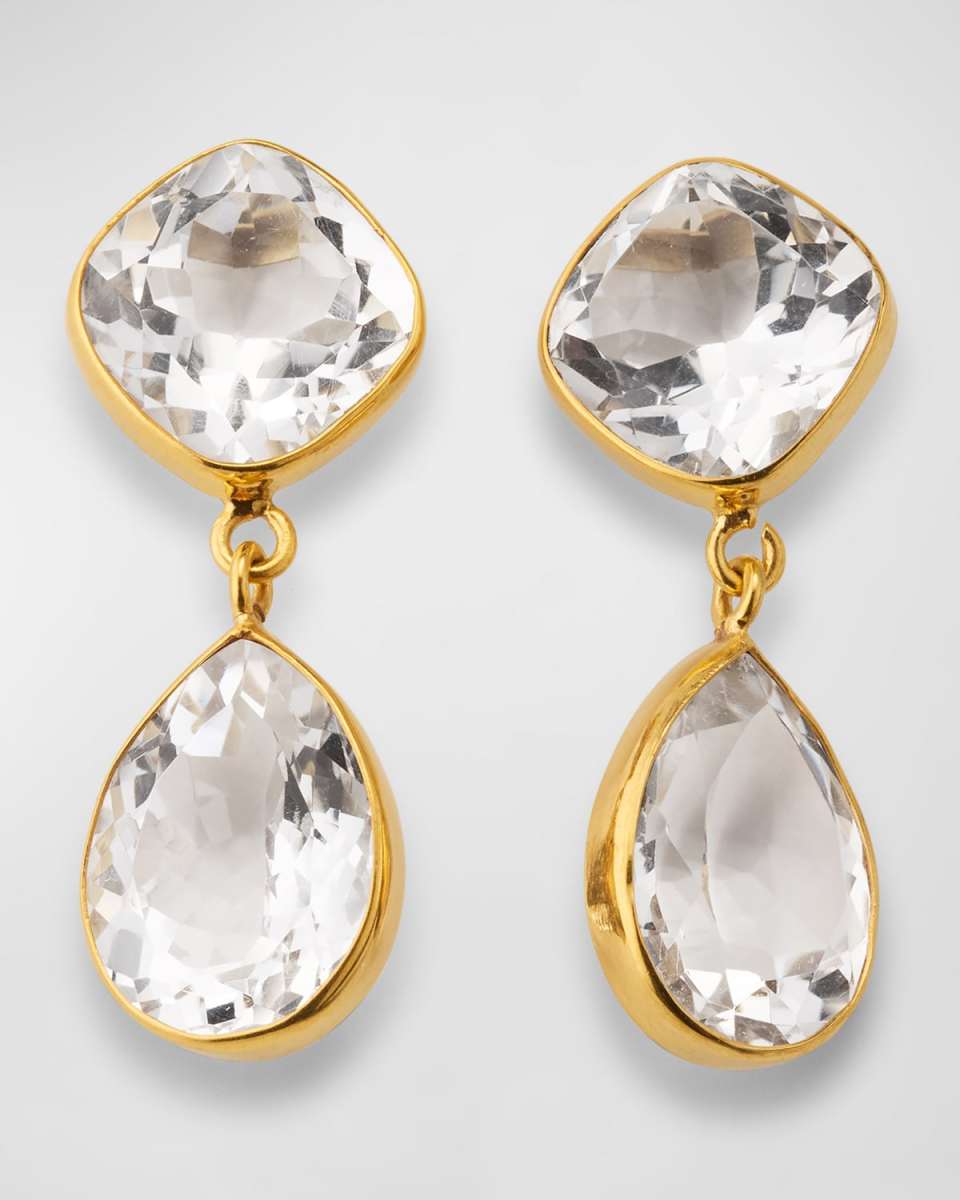Double Quartz Faceted Earrings