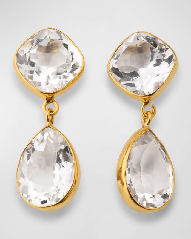 Double Quartz Faceted Earrings