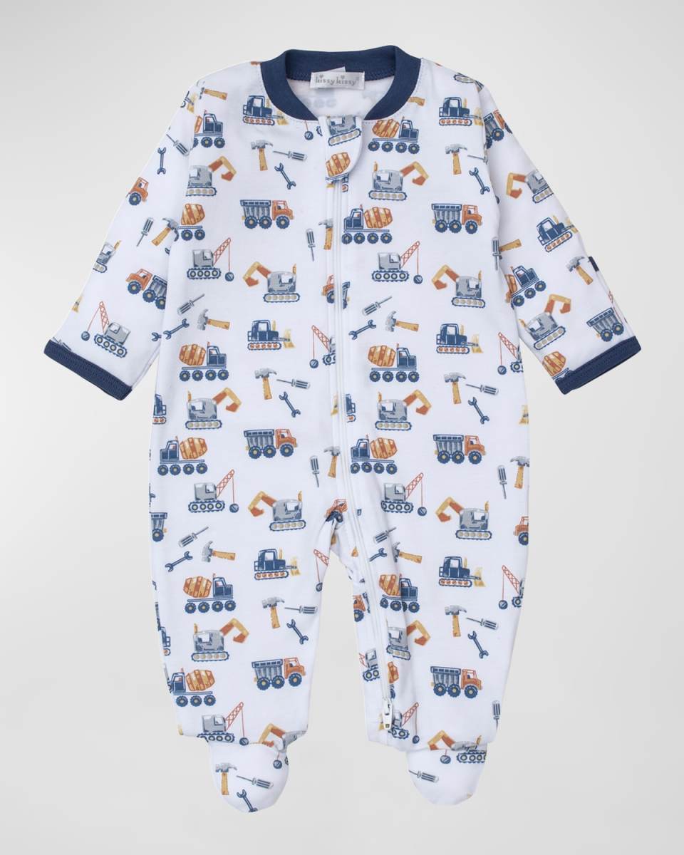 Boy's Construction Crew Zip Up Footie, Size Newborn-9