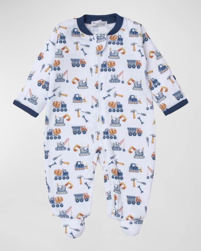 Boy's Construction Crew Zip Up Footie, Size Newborn-9
