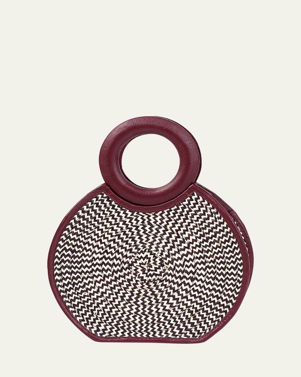 Zenu Bicolor Woven Cana Flecha/Leather Top-Handle Bag