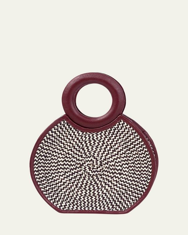 Zenu Bicolor Woven Cana Flecha/Leather Top-Handle Bag