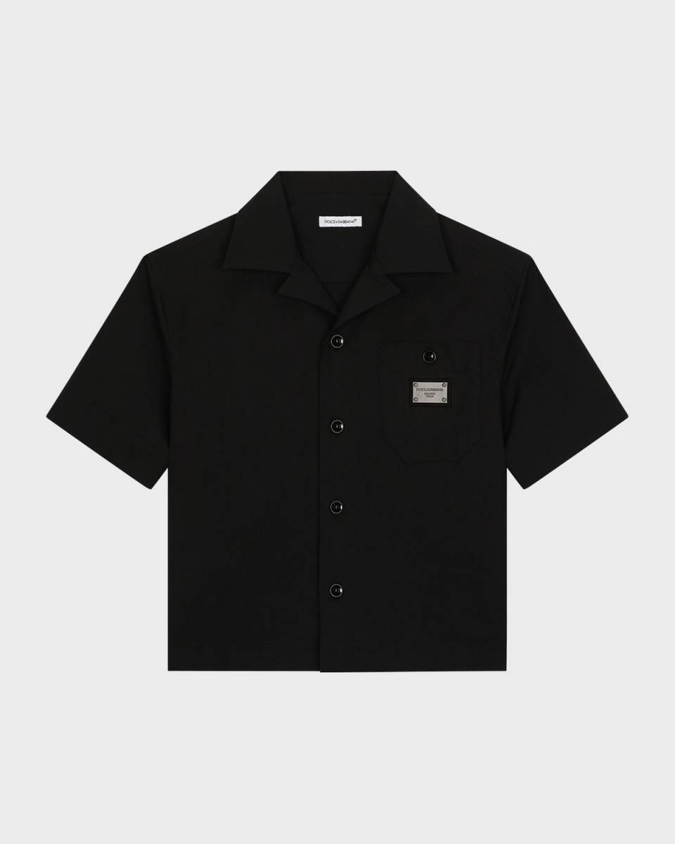 Boy's Button Down Logo Plaque Shirt, Size 2-6