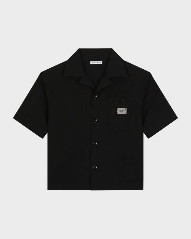 Boy's Button Down Logo Plaque Shirt, Size 2-6
