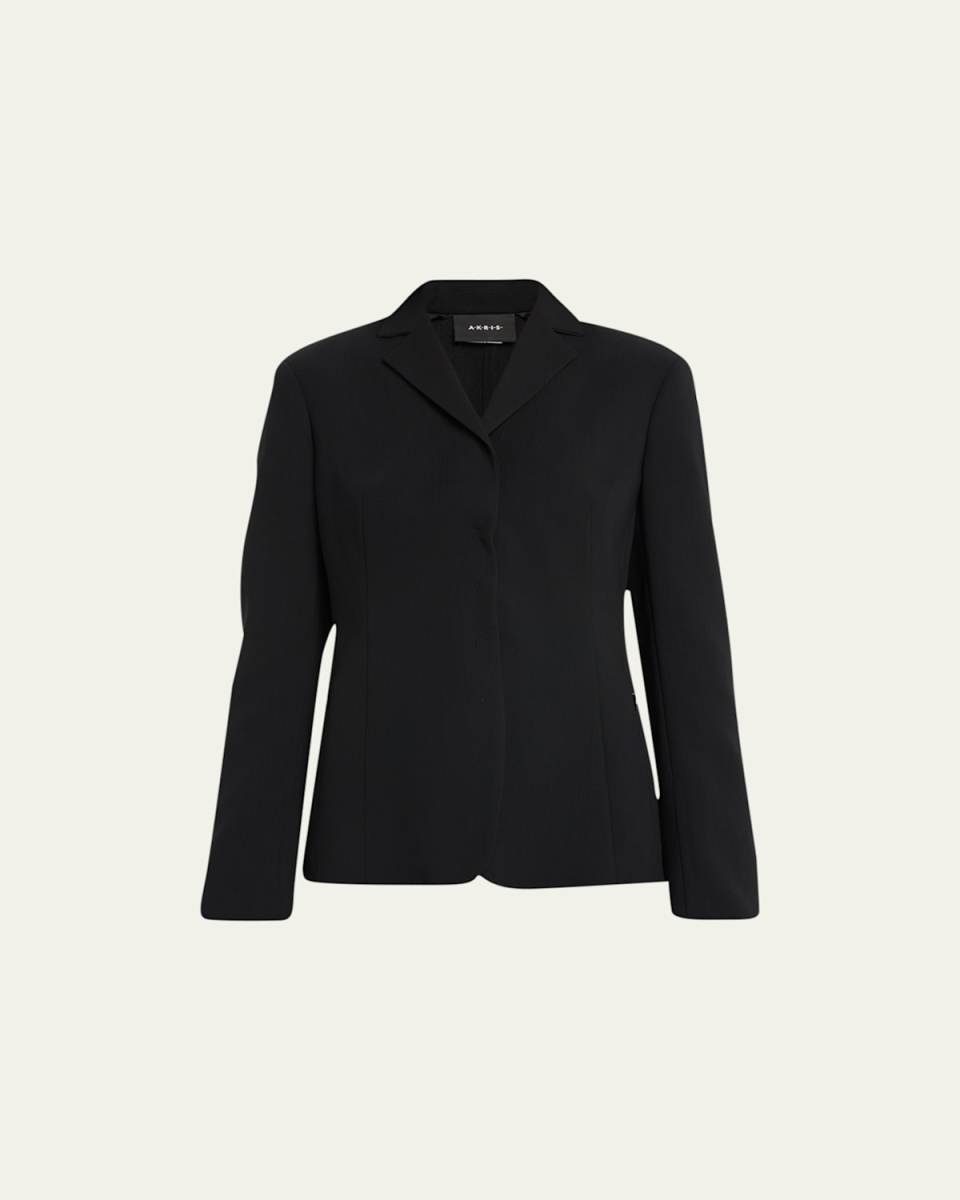 Leather-Collar Wool Jacket