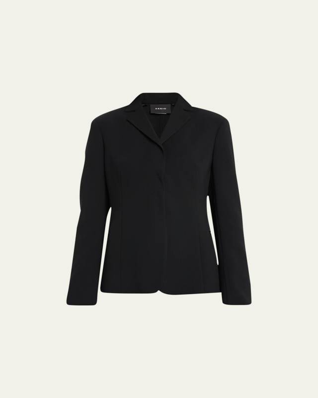 Leather-Collar Wool Jacket