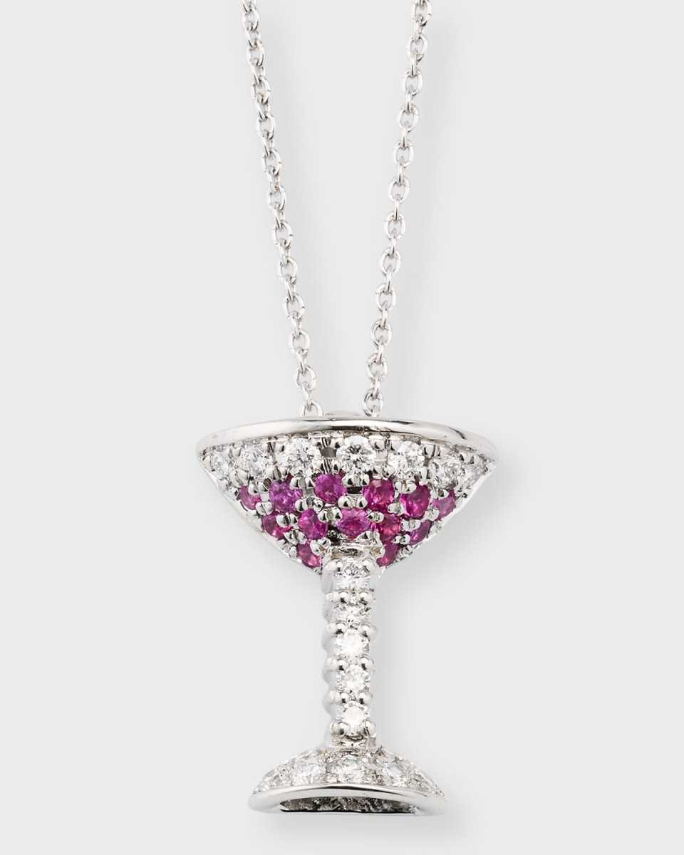18K White Gold Cosmo Glass Pendant Necklace