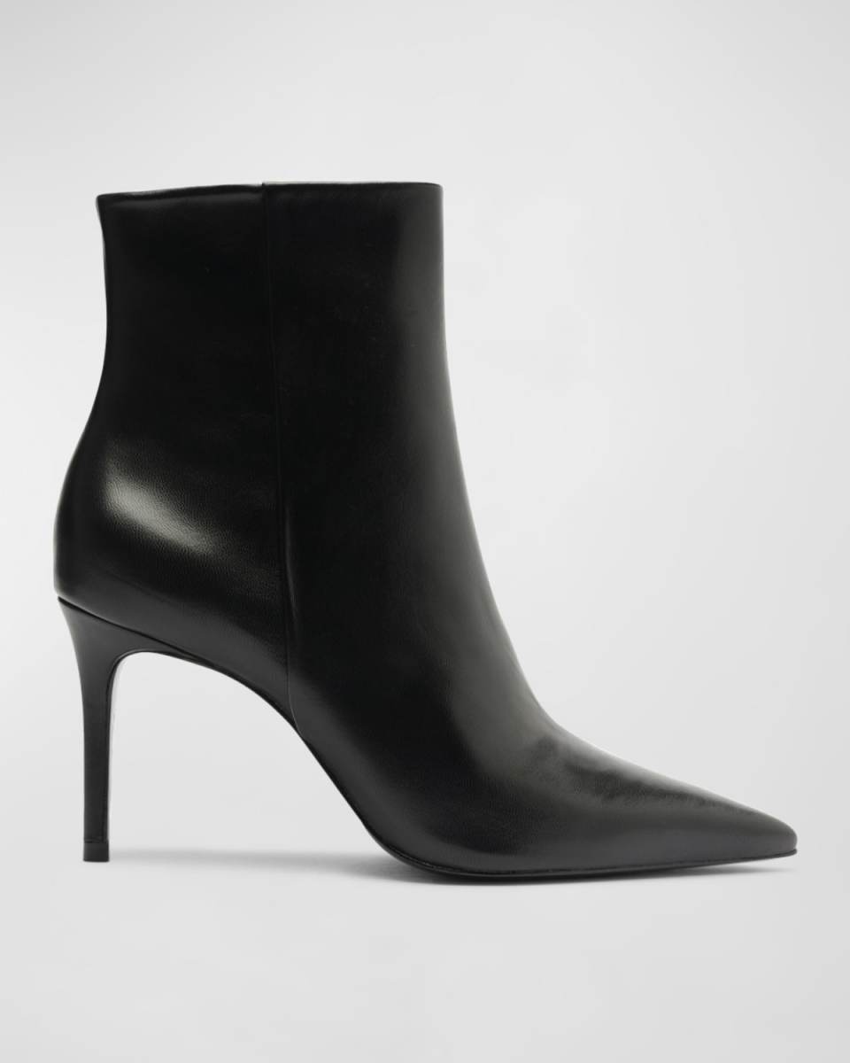 Mikki Leather Stiletto Zip Booties