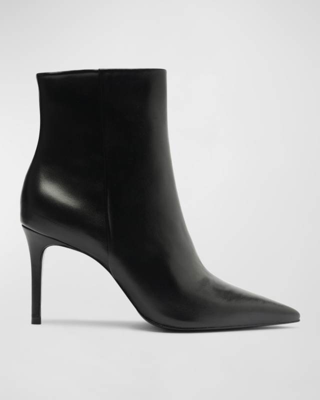 Mikki Leather Stiletto Zip Booties