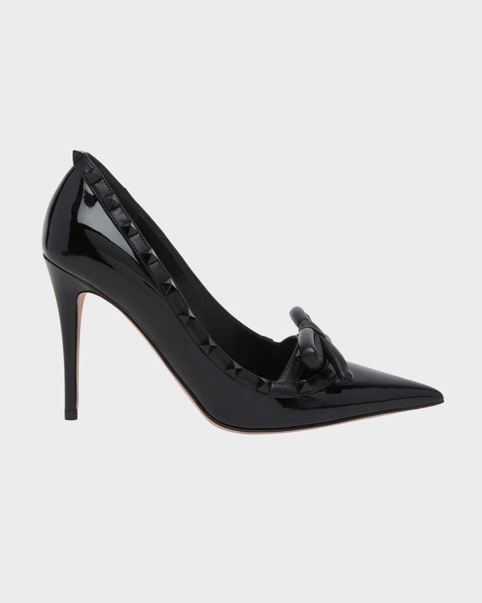 Rockstud Patent Bow Stiletto Pumps