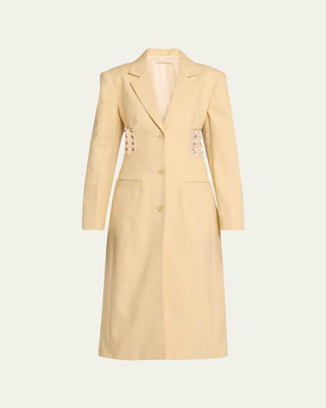 Rupture Crochet Panel Oversized Wool Coat