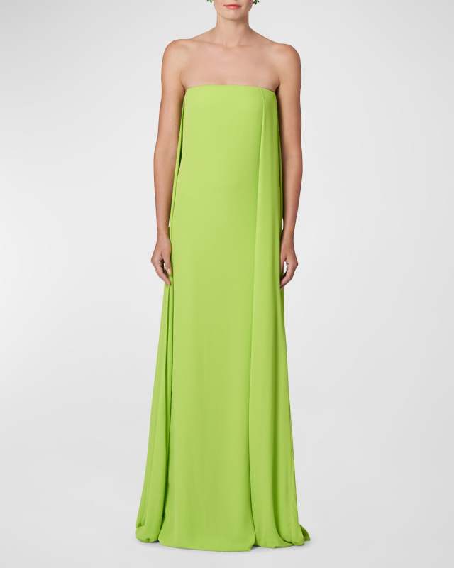Strapless Column Dress with Cape Back