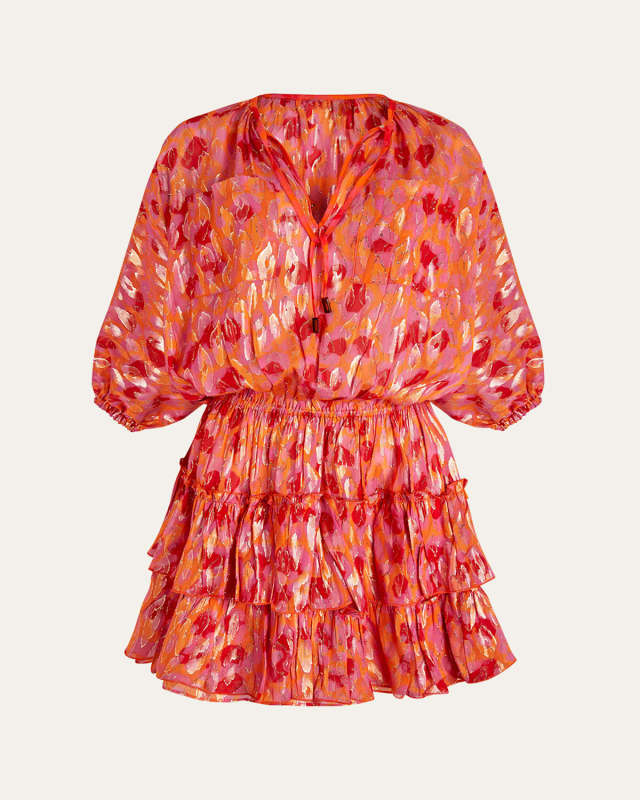 Abstract Leopard Printed Silk Mini Dress