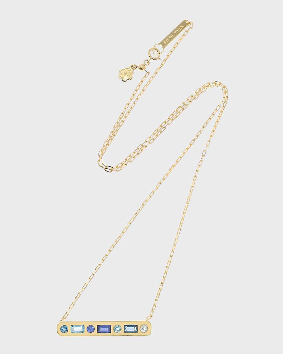 18K Topaz & Sapphire Best Friend Bar Necklace