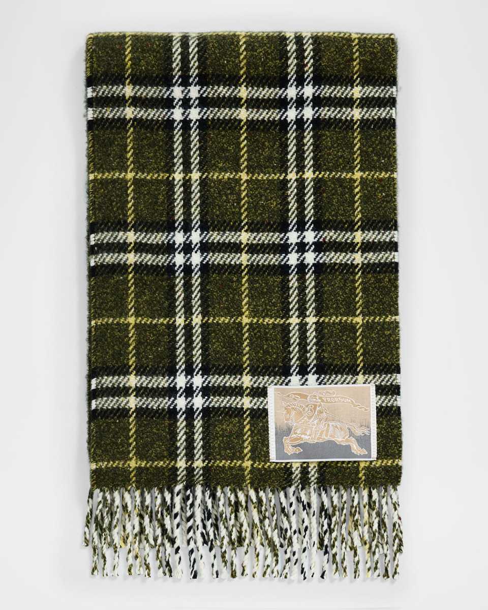 Check-Print Cashmere Blend Scarf