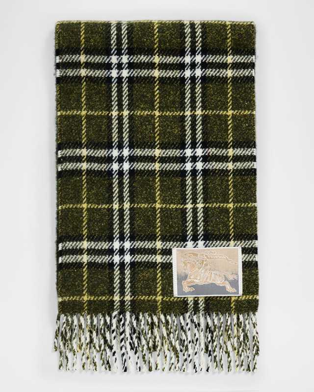 Check-Print Cashmere Blend Scarf
