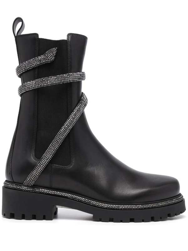 snake-embellished leather ankle boots