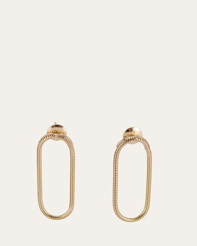 18K Yellow Gold Single Chain Earrings, M