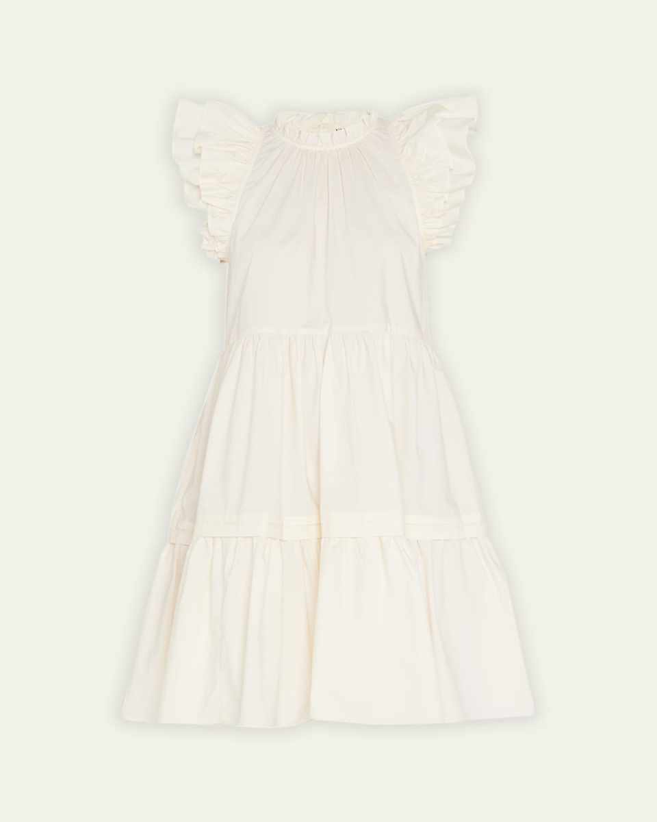 Tiered Ruffle Poplin Midi Dress