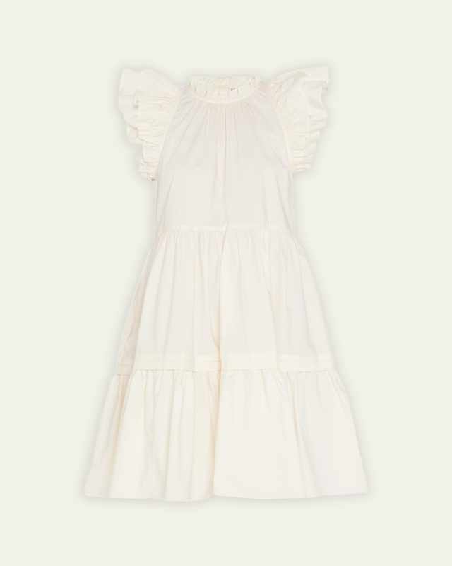 Tiered Ruffle Poplin Midi Dress