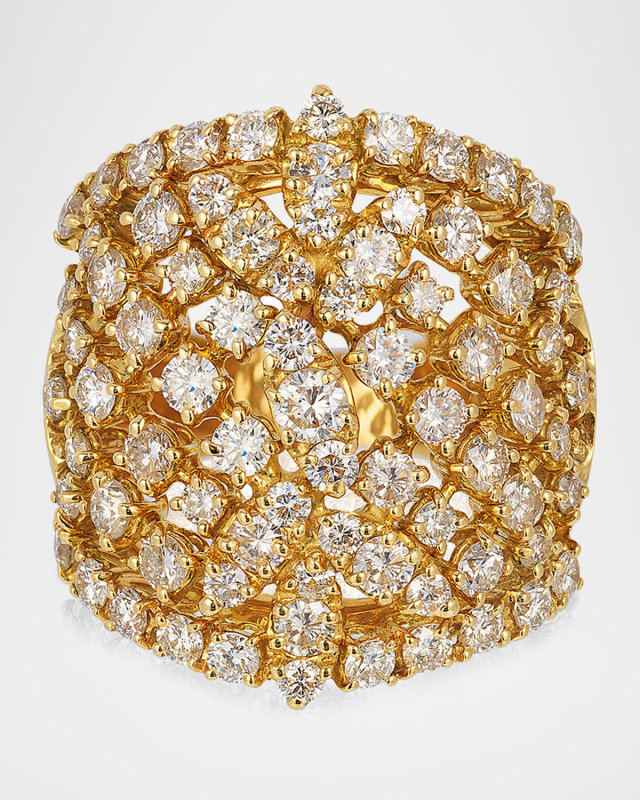 18K Yellow Gold Full Diamond Ring, Size 7.25