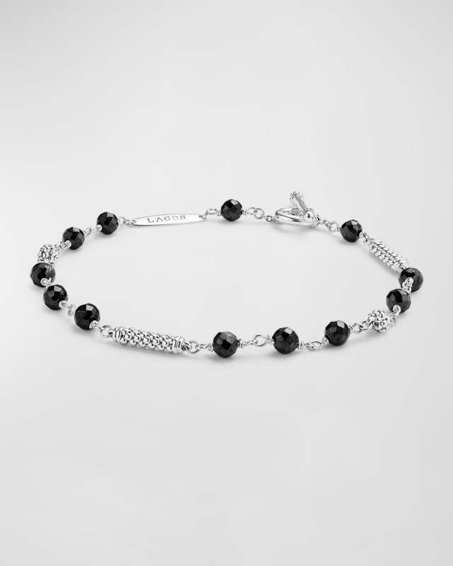 Sterling Silver Caviar Icon Black Ceramic Beaded Bracelet