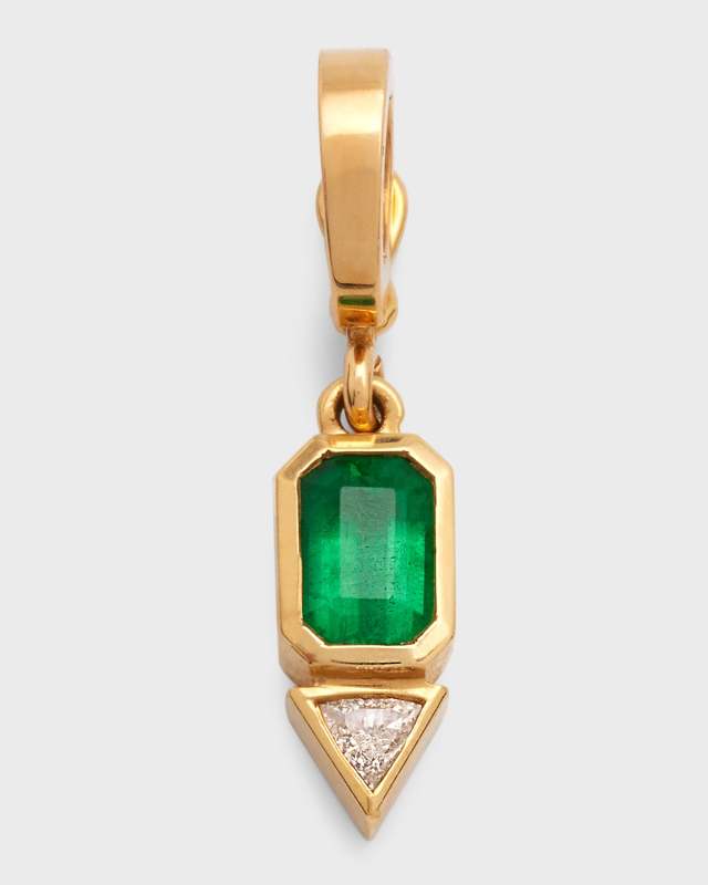 18K Emerald and Trillion Small Diamond Charm