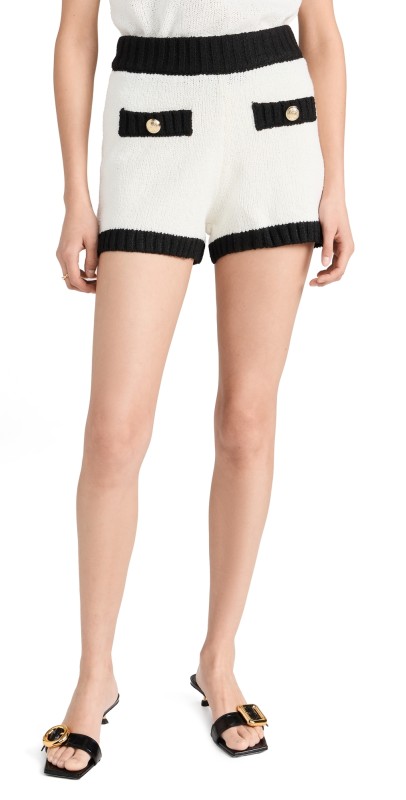 endless rose Crochet Knit Shorts Ivory/Black