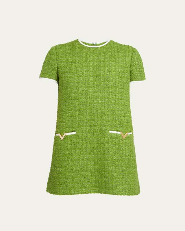 Tweed Mini Dress with Patch Pockets