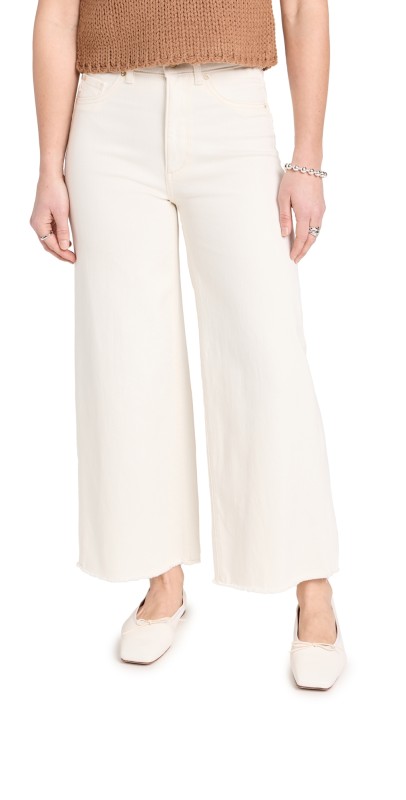 DL1961 Hepburn Petite High Rise Wide Leg Jeans Eggshell