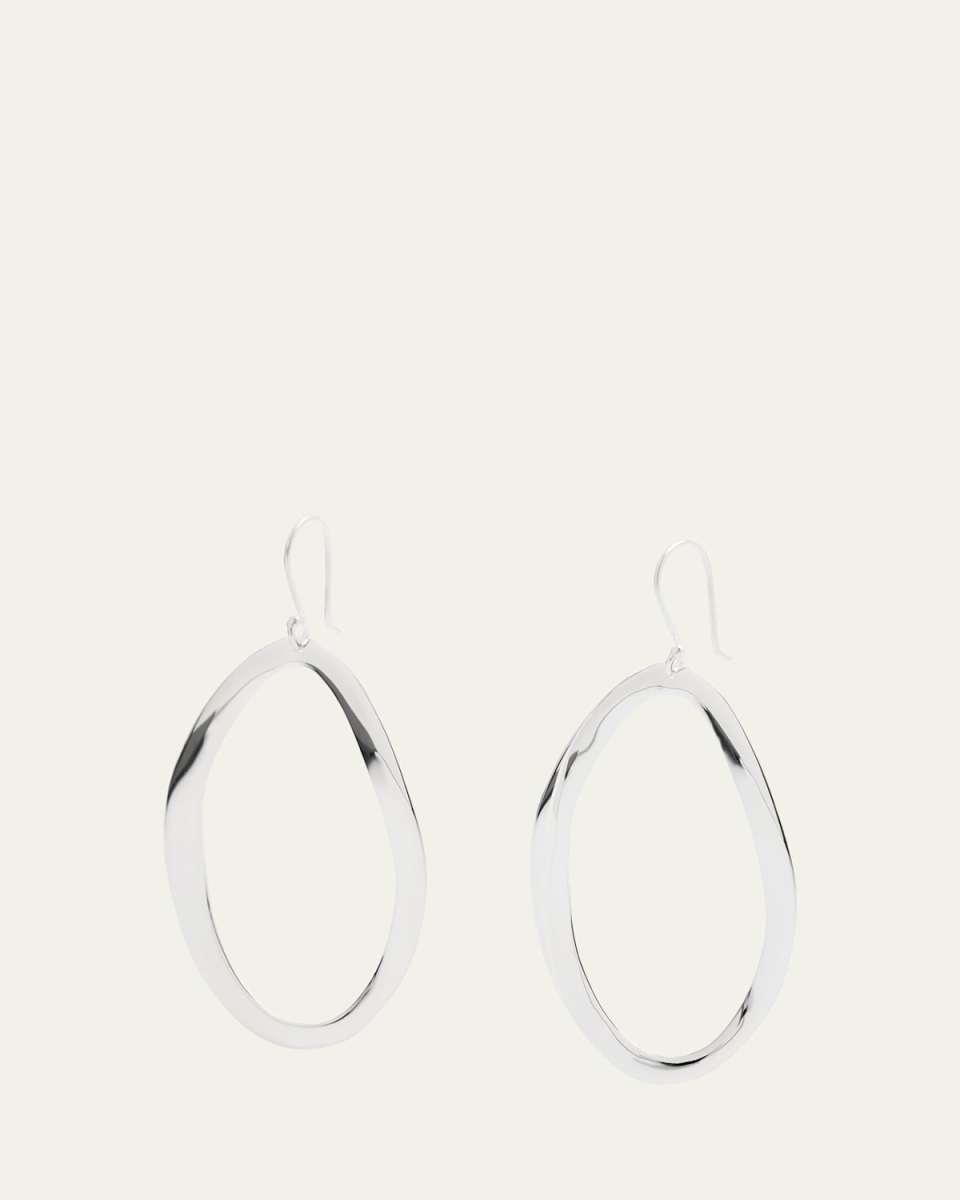 Wavy Oval Drop Earrings in Sterling Silver
