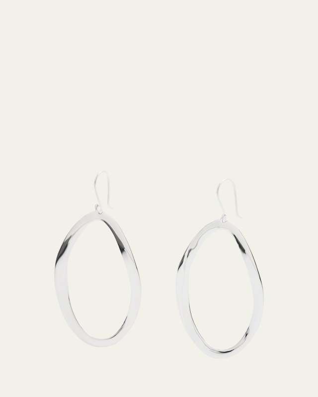Wavy Oval Drop Earrings in Sterling Silver